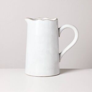 Hearth & Hand with Magnolia Carved Edge Water Pitcher Glazed Cream Stoneware NEW